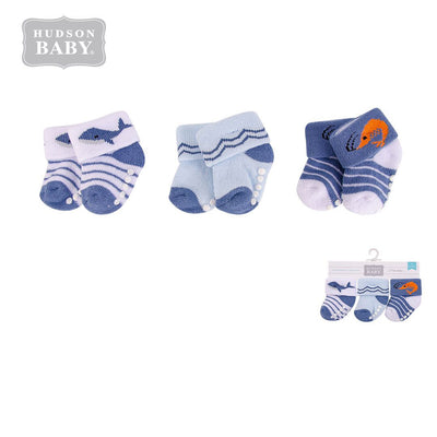 New Born Baby Terry Socks 3 Pack 00372CH Ocean - Little Kooma