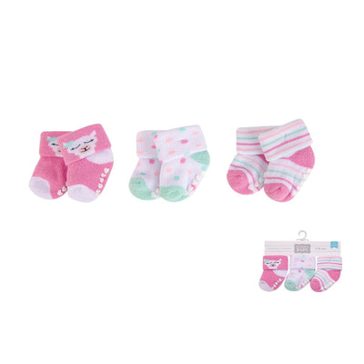 New Born Baby Terry Socks 3 Pack 00377 - 1204 Colorful Dots - Little Kooma