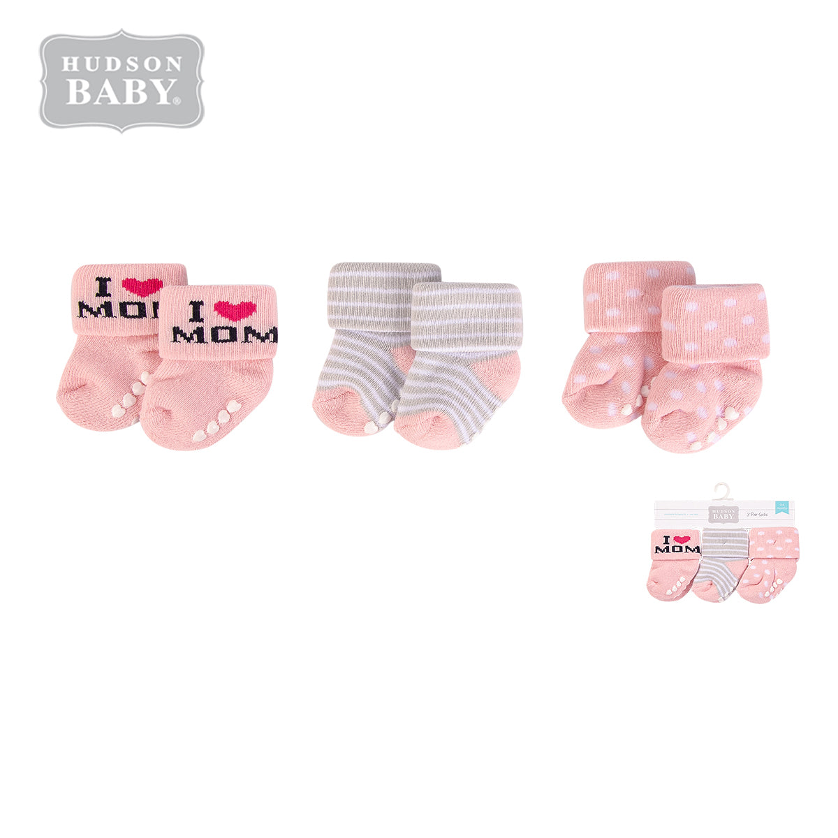New Born Baby Terry Socks 3 Pack 00704CH I Love Mum - Little Kooma