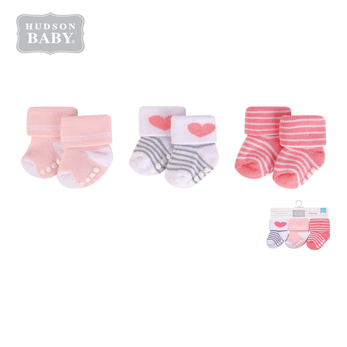 New Born Baby Terry Socks 3 Pack 00705CH Red Heart - Little Kooma