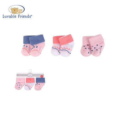New Born Baby Terry Socks 3 Pack 00935CH Girl Aztec - Little Kooma