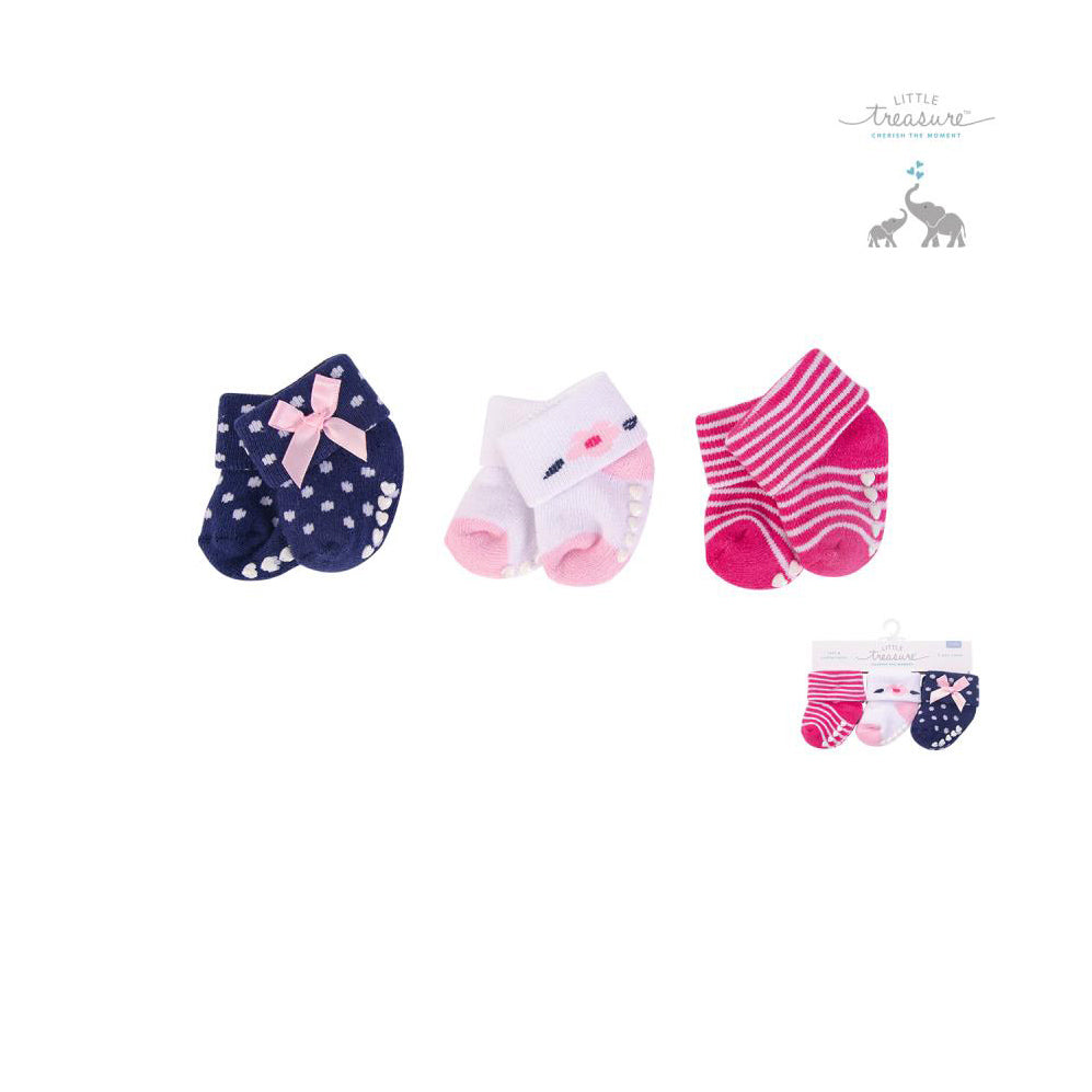 New Born Baby Terry Socks 3 Pack 76223CH Polished - Little Kooma