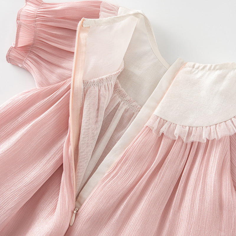 Baby Girl Puff Sleeves Crown Voile Longline w Zipper Long Shirt - Little Kooma