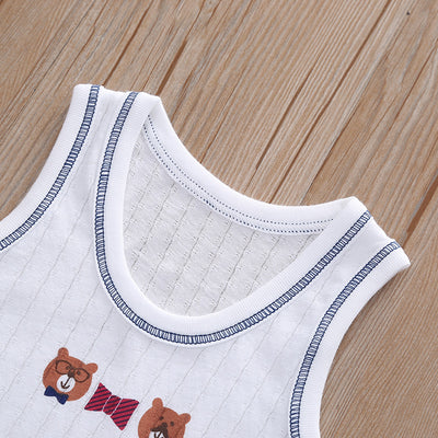 Baby Kid Boys Net Cotton Vest Bears 3 Pack - Little Kooma
