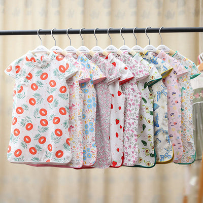 Baby Kids Girls Pink Plaid w White Flowers Cheongsam Dress Racial Harmony Day CNY Chinese New Year Outfit - Little Kooma