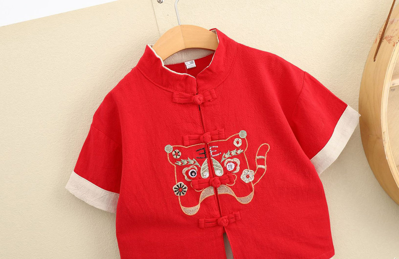 Kids Boys Cheongsam Set Top n Shorts Embroidered Tiger Racial Harmony Day CNY Chinese New Year Outfit - Little Kooma