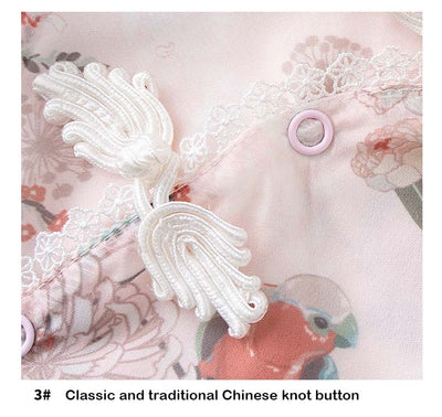 Baby Girl Ruffled Sleeves Floral Prints Cheongsam Bodysuit n Headwrap 2pc Set - Little Kooma