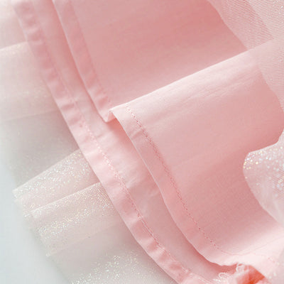 Baby Girl Three Quarter Sleeves Pink Embroidered Bunnies Voile Cheongsam Dress w Zipper - Little Kooma
