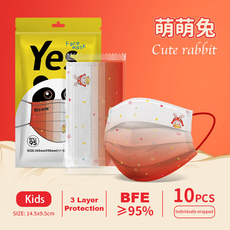 Kids Adults Year of the Rabbit CNY Family Matching Disposable 3 PLY Protective Masks - Little Kooma