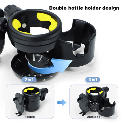 Universal Stroller Cup Holder w Handphone Holder 3-in-1 Stroller Accessories Bike Treadmill Wheelchair Water Bottle Holder - Little Kooma