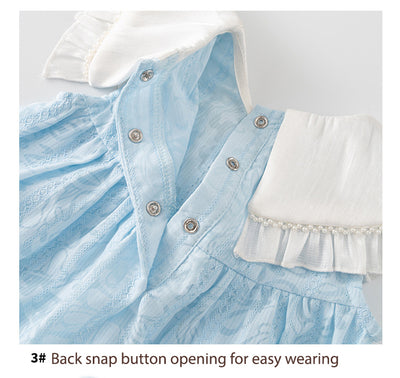Baby Girl Sleeveless White Scarf Blue Top n Shorts Set - Little Kooma
