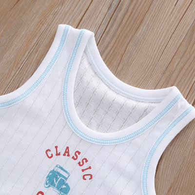 Baby Kid Boys Net Cotton Vest Cars 3 Pack - Little Kooma