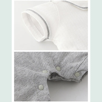 Baby Boy Peter Pan Collar Splicing Romper - Little Kooma