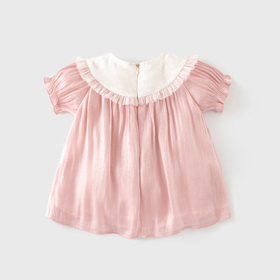 Baby Girl Puff Sleeves Crown Voile Longline w Zipper Long Shirt - Little Kooma