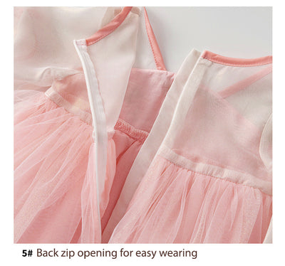 Baby Girl Three Quarter Sleeves Pink Embroidered Bunnies Voile Cheongsam Dress w Zipper - Little Kooma