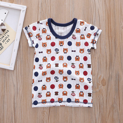 Baby Kid Boys Net Cotton Short Sleeve T-shirt Bears 3 Pack - Little Kooma