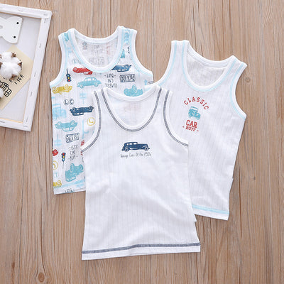 Baby Kid Boys Net Cotton Vest Cars 3 Pack - Little Kooma