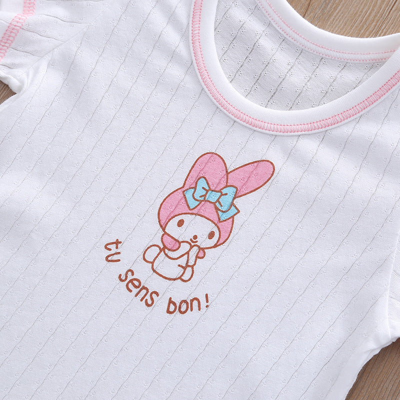 Baby Kid Girls Net Cotton Short Sleeve T-shirt Bunny 3 Pack - Little Kooma