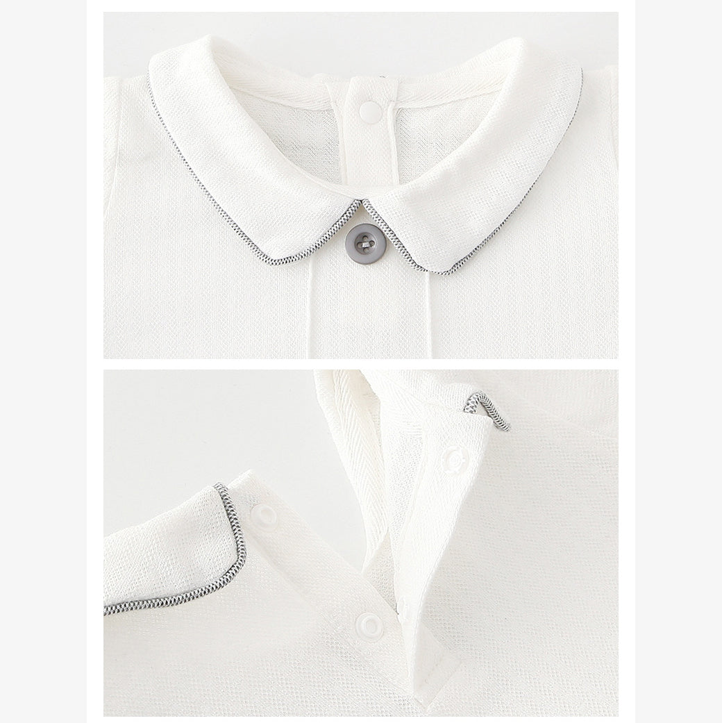 Baby Boy Peter Pan Collar Splicing Romper - Little Kooma