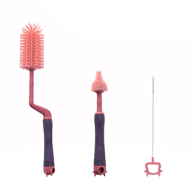 Baby Silicone Bottle Brush Teat Nipple Brush Straw Brush 3 In 1 Set - Little Kooma