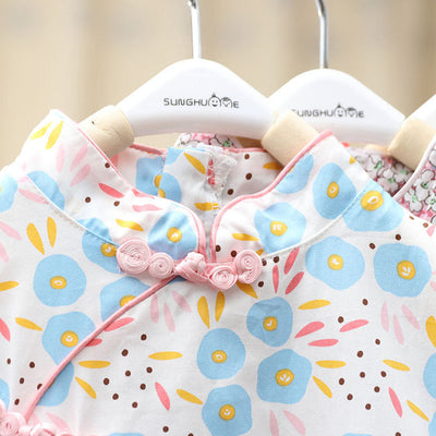 Baby Kids Girls Pink w Strawberries n Flowers Cheongsam Dress Racial Harmony Day CNY Chinese New Year Outfit - Little Kooma