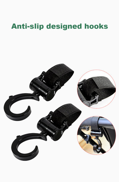 Baby Stroller Hook Clips 360° Rotatable Multi-Functional Mommy Bag Hooks Plastic Infant Stroller Accessories - Little Kooma