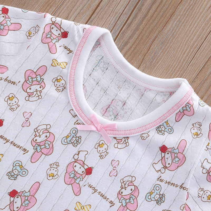 Baby Kid Girls Net Cotton Short Sleeve T-shirt Bunny 3 Pack - Little Kooma