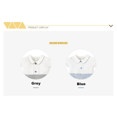 Baby Boy Peter Pan Collar Splicing Romper - Little Kooma