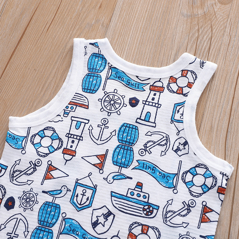 Baby Kid Boys Vest Ocean World 3 Pack - Little Kooma