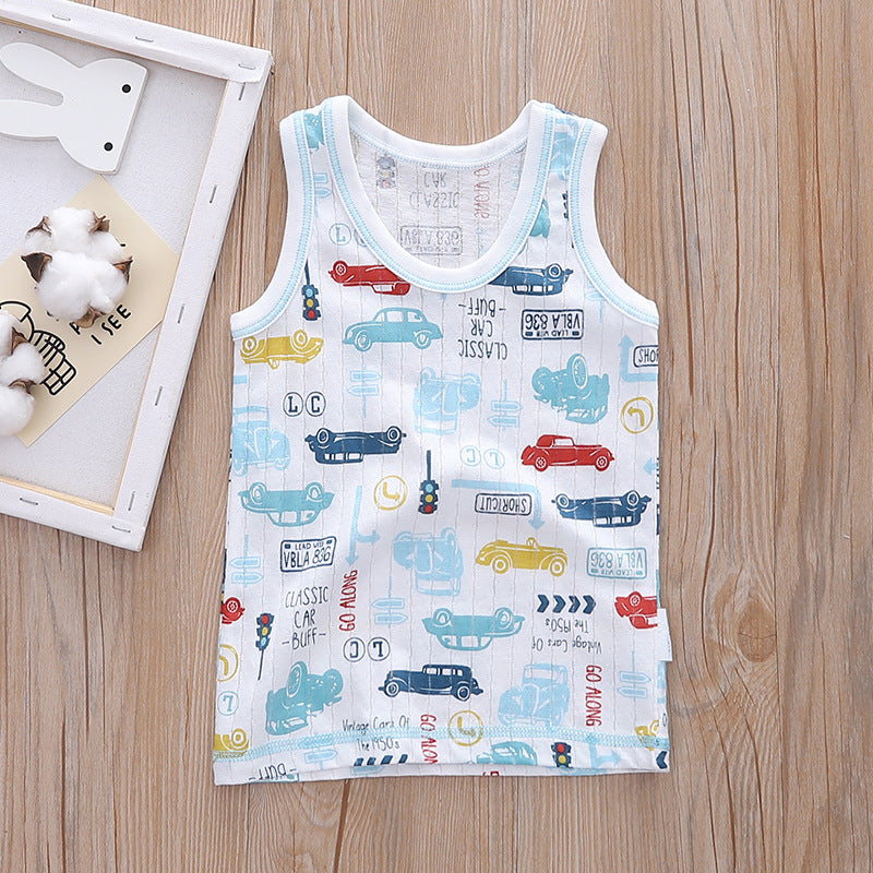Baby Kid Boys Net Cotton Vest Cars 3 Pack - Little Kooma