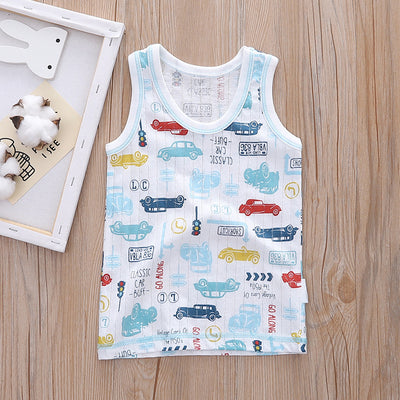 Baby Kid Boys Net Cotton Vest Cars 3 Pack - Little Kooma
