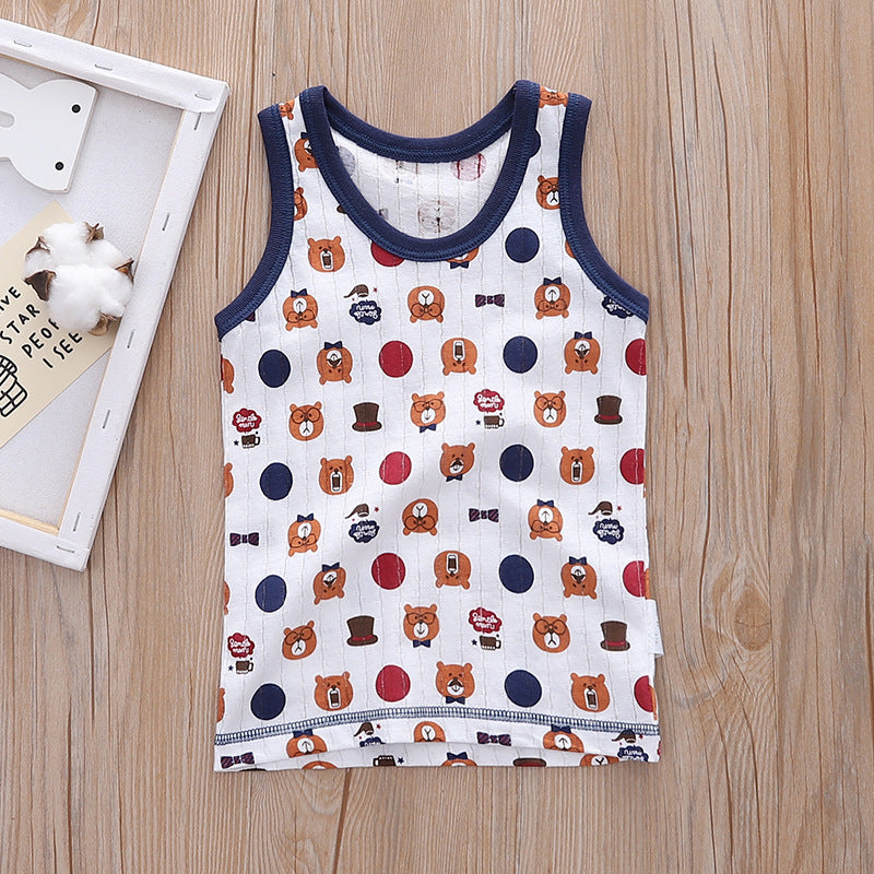 Baby Kid Boys Net Cotton Vest Bears 3 Pack - Little Kooma