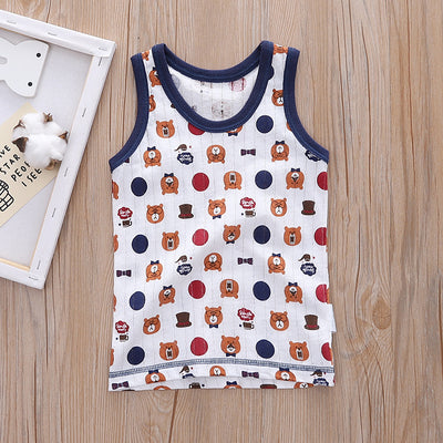 Baby Kid Boys Net Cotton Vest Bears 3 Pack - Little Kooma