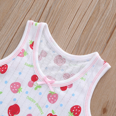 Baby Kid Girls Net Cotton Vest Cherries 3 Pack - Little Kooma