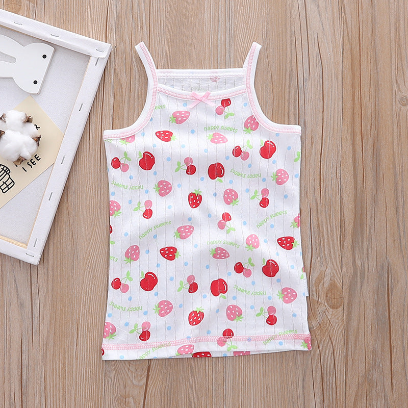 Baby Kid Girls Net Cotton Camisole Vest Cherries 3 Pack - Little Kooma