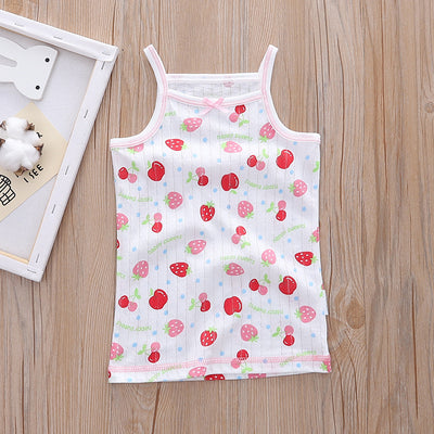 Baby Kid Girls Net Cotton Camisole Vest Cherries 3 Pack - Little Kooma