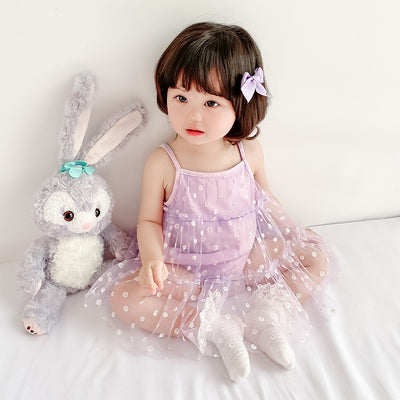 Baby Girl Floral Voile Cover Camisole Bodysuit Dress - Little Kooma