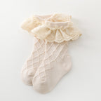 Baby Kids Girl Lace Brim Waffle Ankle Socks - Little Kooma
