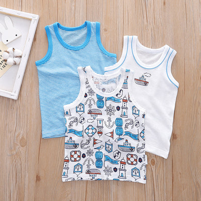 Baby Kid Boys Vest Ocean World 3 Pack - Little Kooma
