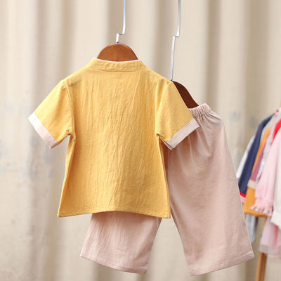 Kids Boys Cheongsam Set Top n Shorts Embroidered Dancing Lion Racial Harmony Day CNY Chinese New Year Outfit - Little Kooma