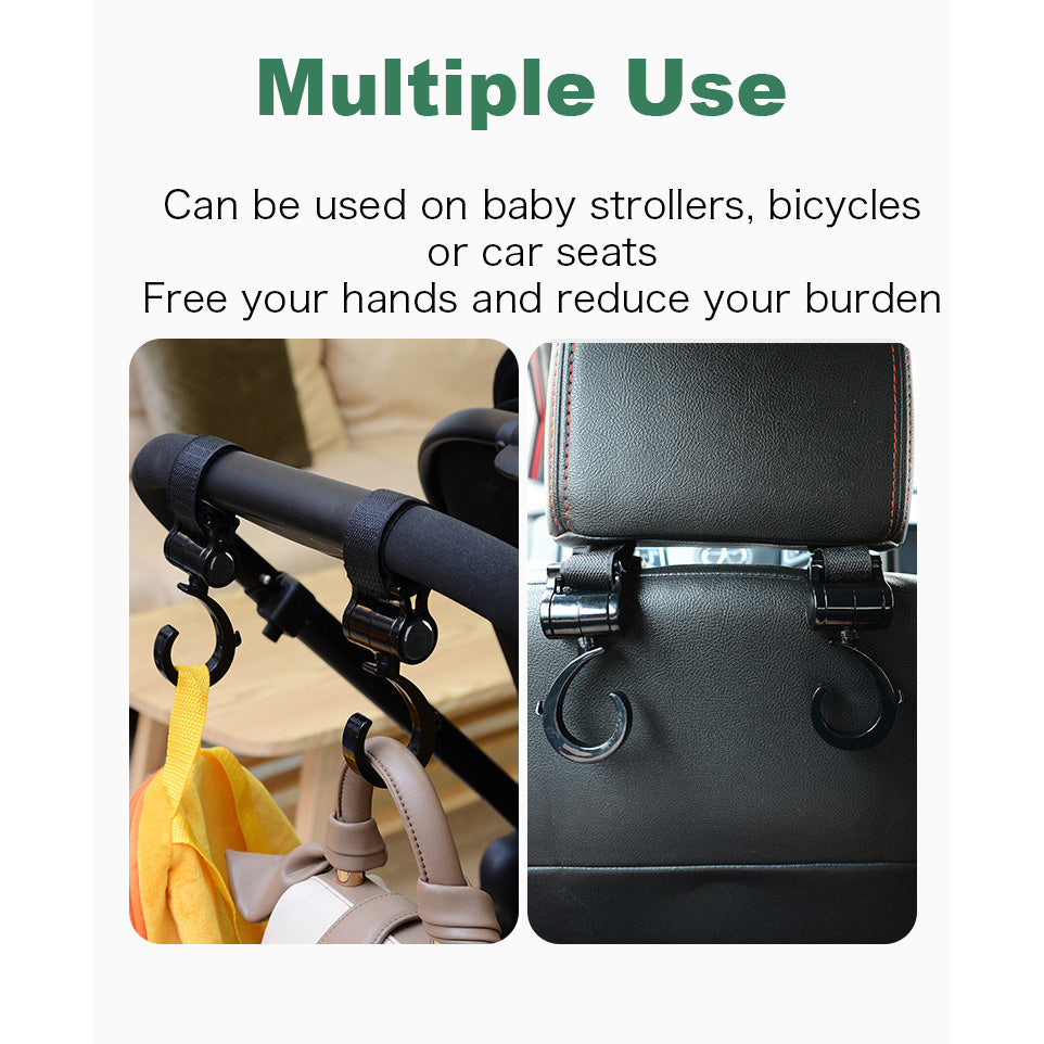 Baby Stroller Hook Clips 360° Rotatable Multi-Functional Mommy Bag Hooks Plastic Infant Stroller Accessories - Little Kooma