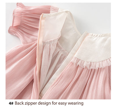 Baby Girl Puff Sleeves Crown Voile Longline w Zipper Long Shirt - Little Kooma