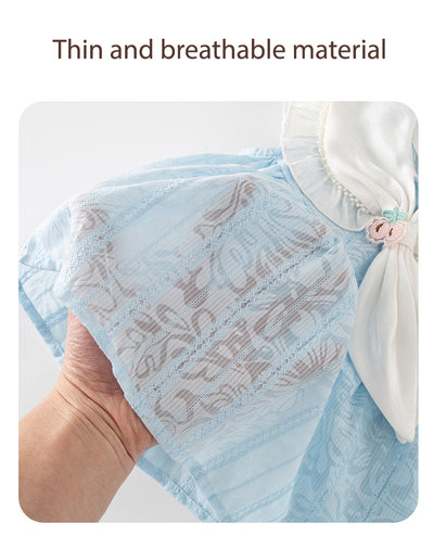 Baby Girl Sleeveless White Scarf Blue Top n Shorts Set - Little Kooma