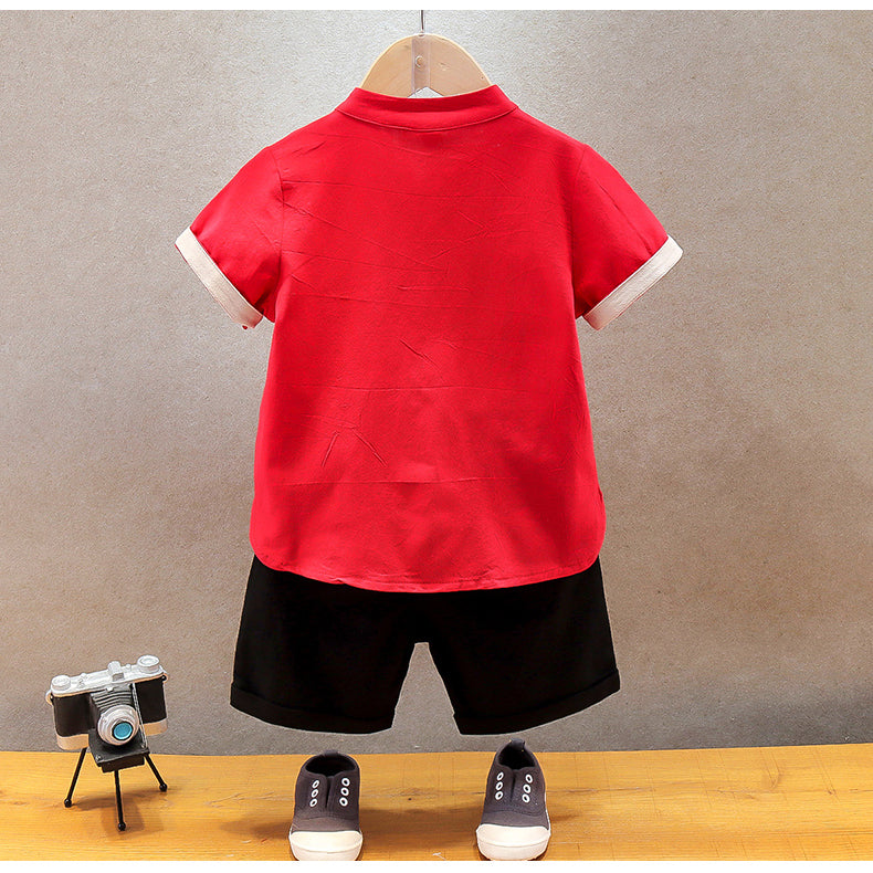 Kids Boys Cheongsam Set Dancing Lion Top n Shorts CNY Chinese New Year Outfit - Little Kooma