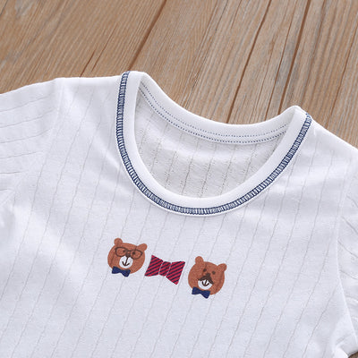 Baby Kid Boys Net Cotton Short Sleeve T-shirt Bears 3 Pack - Little Kooma