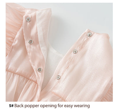 Baby Girl Ruffled Sleeves Big Bowtie Beige Voile Bodysuit n Headwrap 2pc Set - Little Kooma