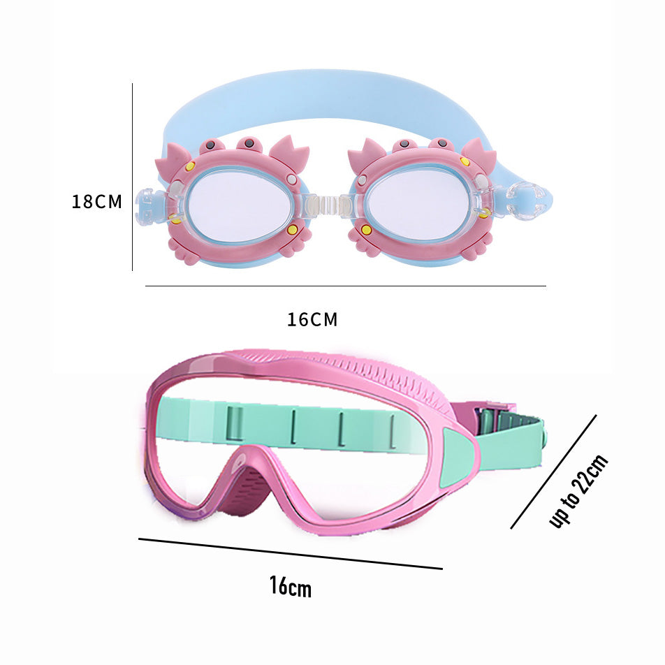 Kid's Swimming Goggles Anti-fog Wide Vision Silicone Frame - Little Kooma