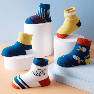 Baby Kids Boy Cartoon Ankle Socks 5 Pairs Set - Little Kooma