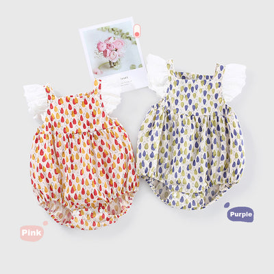 Baby Girl Ruffled Sleeves Water Drops Bodysuit - Little Kooma