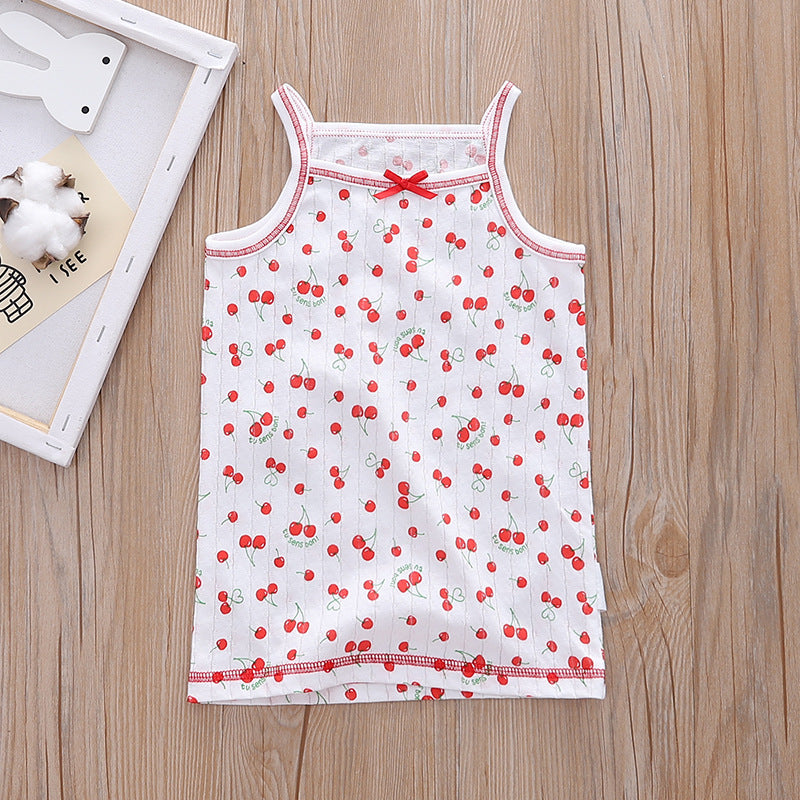 Baby Kid Girls Net Cotton Camisole Vest Cherries 3 Pack - Little Kooma